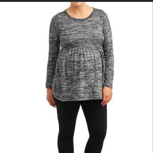 Time and Tru Maternity Gray Relaxed Fit Babydoll Long Sleeve Knit Top - Size XL
